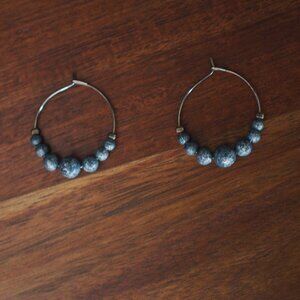 Beaded "Navajo Pearl" Hoop Earrings
